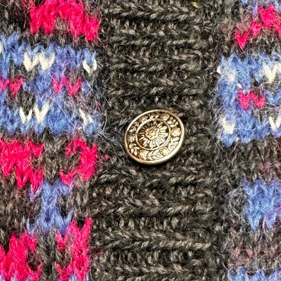 VTG Best American Clothing Co Mohair Blend Cardigan Fair Isle Sweater Large - Picture 7 of 9